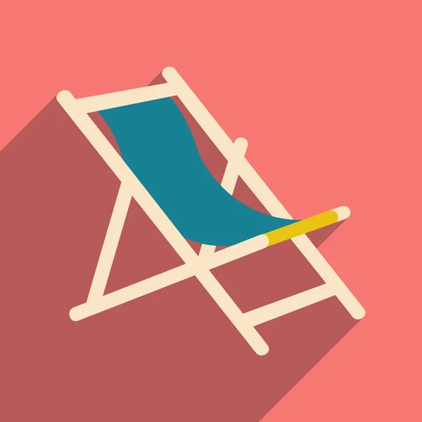 Flat with shadow icon and mobile application deck chair — Stock Vector