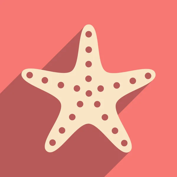 Plat avec icône d'ombre et application mobile étoile de mer — Image vectorielle