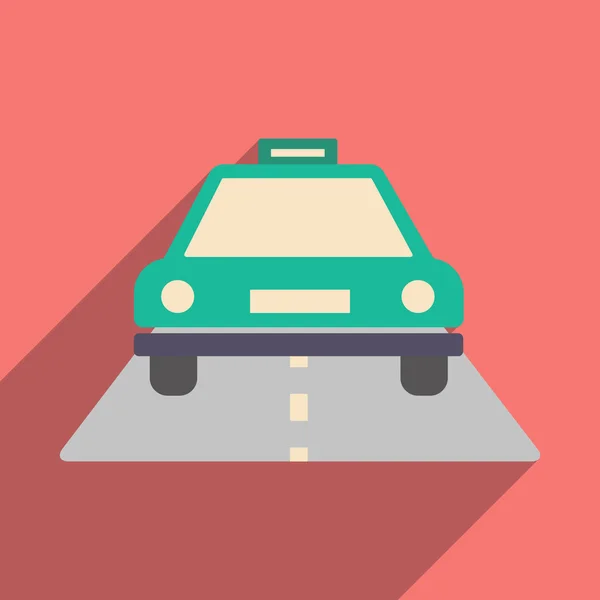 Piso con icono de sombra y aplicación móvil taxi — Vector de stock