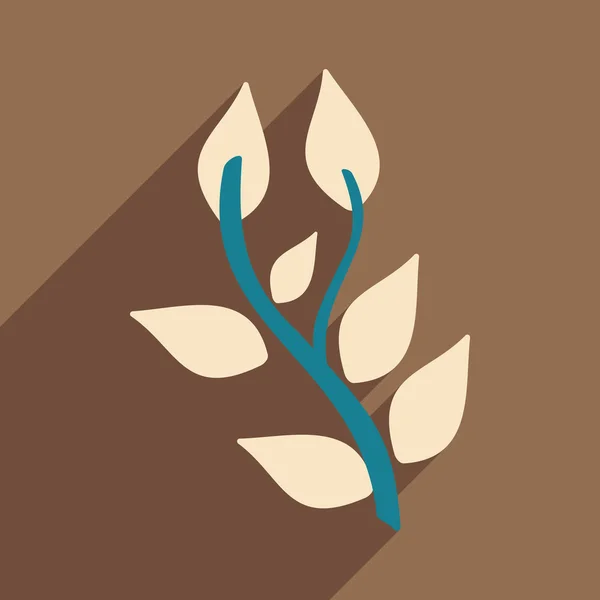 Düz gölge simgesi ve mobil uygulama fesleğen bitki ile — Stok Vektör