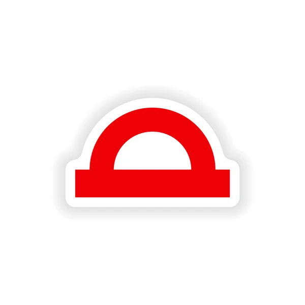 Icon sticker realistic design on paper protractor — Stock Vector