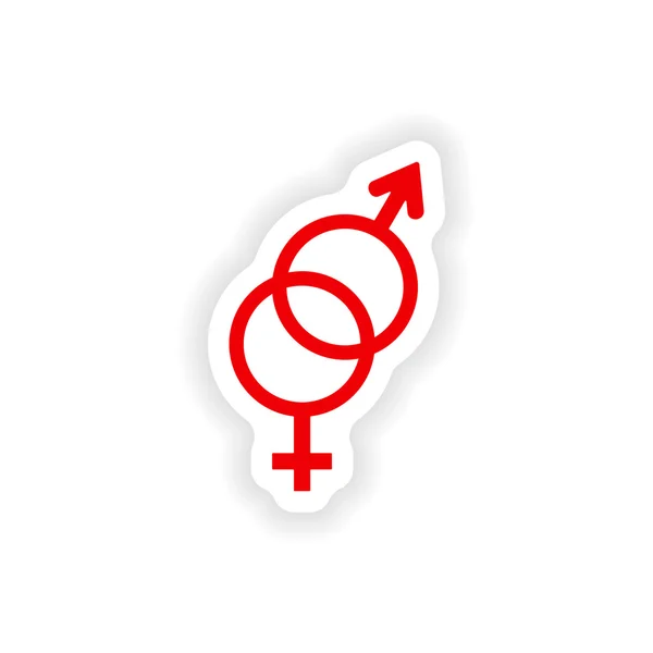 Icono pegatina diseño realista en la igualdad de papel de los sexos — Archivo Imágenes Vectoriales