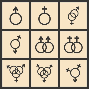 Düz gölge kavramı ve mobil uygulama logo eşitlik cinsiyetler ile