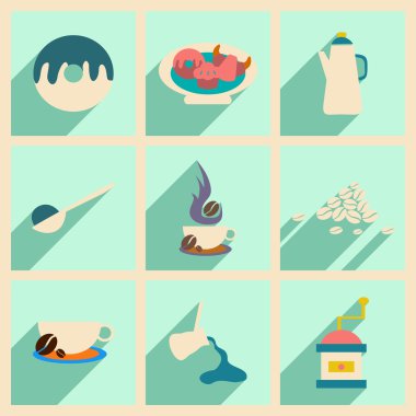 düz gölge kavramı ve mobil uygulama kahve tatlılar ile