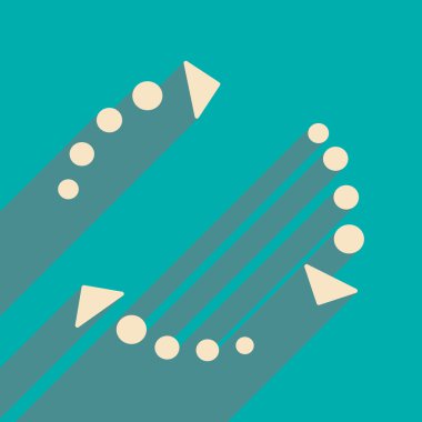 Plat met schaduw pictogram pijl en mobiele applacation