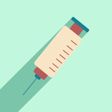 düz gölge simgesi ve mobil uygulama şırınga ile