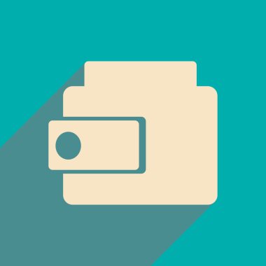 Düz gölge simgesi ve mobil applacation çanta ile