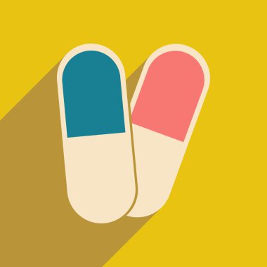 Düz gölge simgesi ve mobil uygulama İlaç sanayii ile