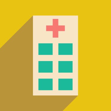 Düz gölge simgesi ve mobil uygulama poliklinik ile