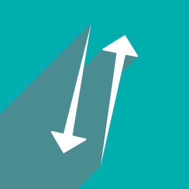 Plat met schaduw pictogram pijl en mobiele applacation