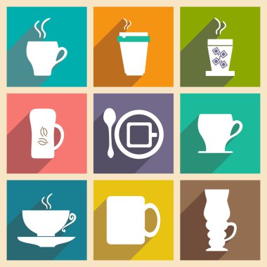 Düz gölge kavramı ve mobil uygulama kahve kupa ile