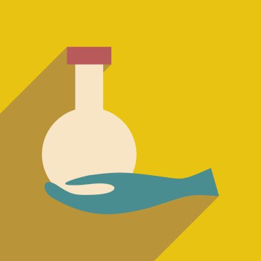 Düz gölge simgesi ve mobil uygulama kimyasallar ile