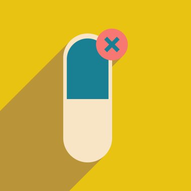 Düz gölge simgesi ve mobil uygulama İlaç sanayii ile