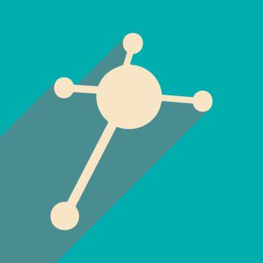 Düz gölge simgesi ve mobil applacation molekülleri ile