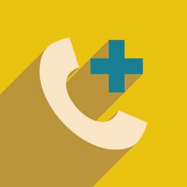 Düz gölge simgesi ve mobil uygulama online tıbbi bakım ile