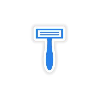 simgesi etiket gerçekçi tasarım üzerinde kağıt tıraş makinesi