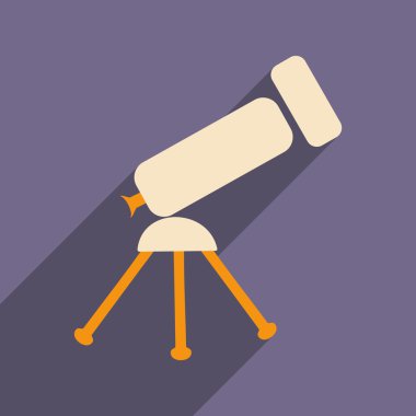 Düz gölge simgesi ve mobil applacation teleskop ile