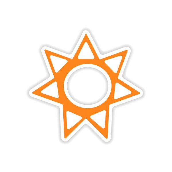 Icon sticker realistic design on paper sun sign — Stock Vector