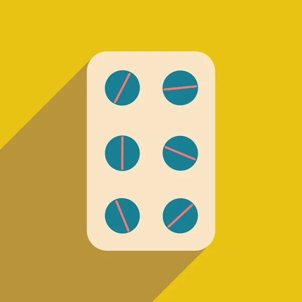 Platta med skugga ikonen och mobil applikation läkemedel — Stock vektor