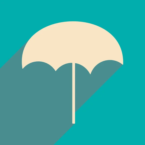 Plano com ícone de sombra e applacation móvel guarda-chuva de praia — Vetor de Stock