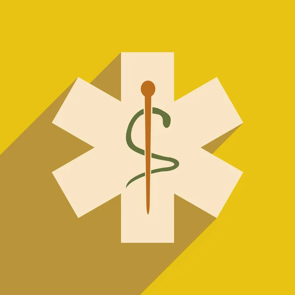 Platta med skugga ikonen och mobil applikation logotyper medicinska kliniker — Stock vektor