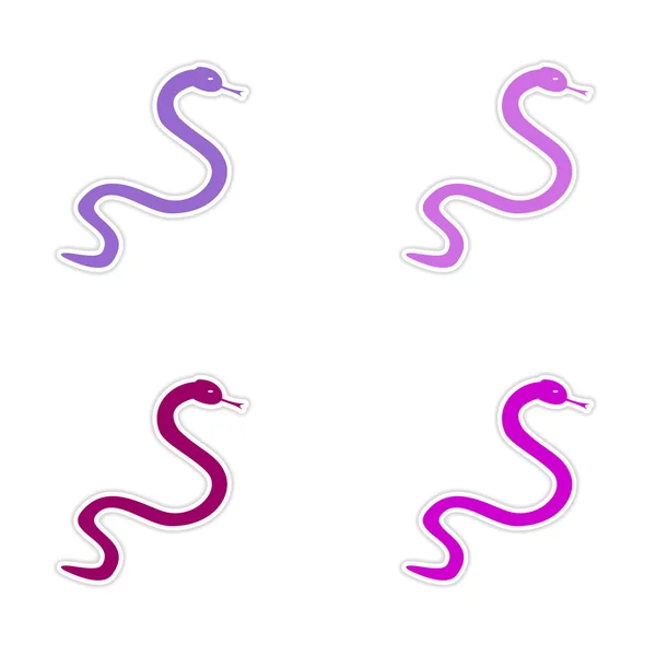 Montaje diseño de pegatina realista en serpientes de papel — Vector de stock