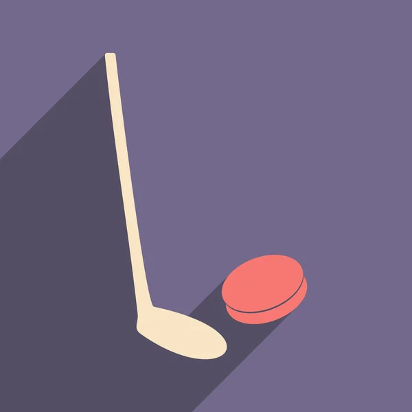 Plochá s ikonou stín a mobilních applacation hokej — Stockový vektor
