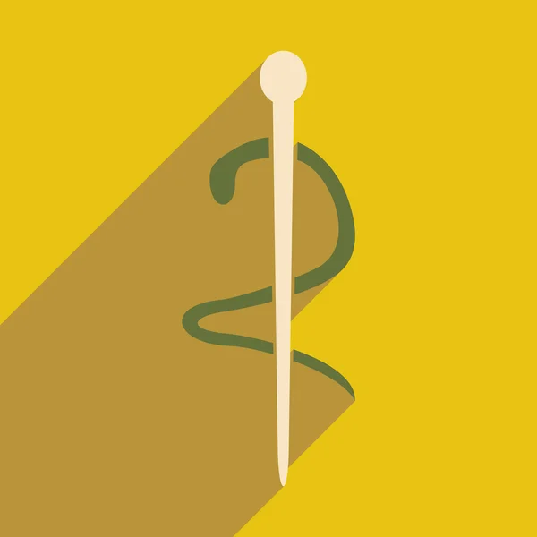 Piso con icono de sombra y aplicación móvil serpiente médica — Archivo Imágenes Vectoriales