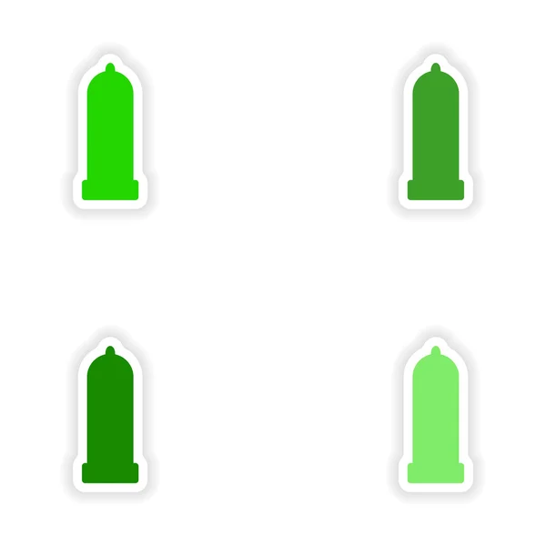 紙コンドーム アセンブリ現実的なステッカー デザイン — ストックベクタ