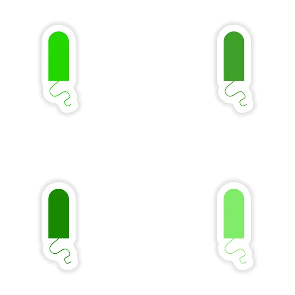 紙衛生タンポンにアセンブリ現実的なステッカー デザイン — ストックベクタ