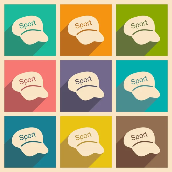 Επίπεδη με σκιά έννοια και κινητή εφαρμογή Αθλητικά καπέλα — Διανυσματικό Αρχείο