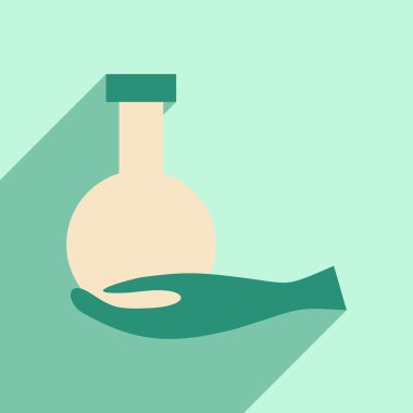 Düz gölge simgesi ve mobil uygulama kimyasallar ile