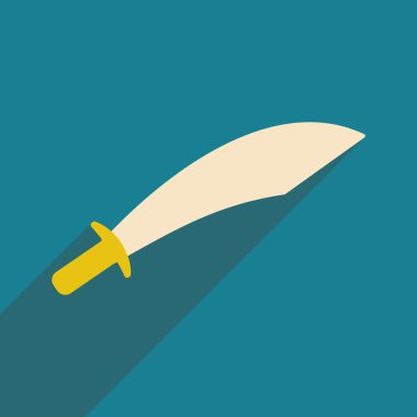 Düz gölge simgesi ve mobil uygulama kılıç ile