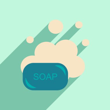 Düz gölge simgesi ve mobil uygulama sabun ile