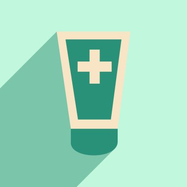 Düz gölge simgesi ve mobil uygulama tıbbi merhem ile