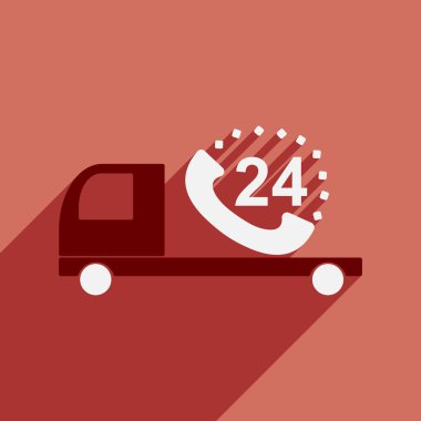 Düz gölge simgesi mobil uygulama araba ile saat hizmet yuvarlak