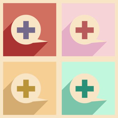 Düz gölge kavramı ve mobil uygulama logo Tıbbi Danışma ile