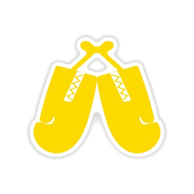 simgesi etiket gerçekçi tasarım üzerinde kağıt boks eldivenleri