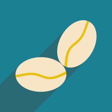 düz gölge simgesi ve mobil uygulama kahve çekirdekleri ile