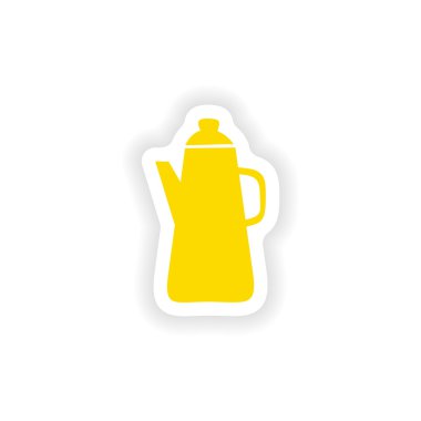 Kağıt kahve makinesi simgesini etiket gerçekçi tasarım