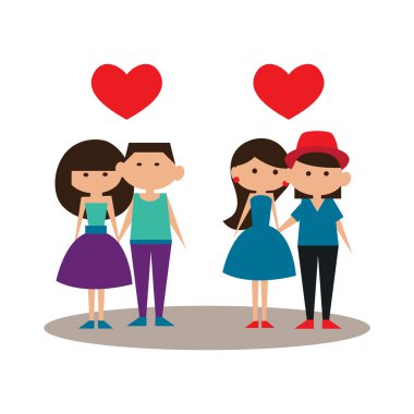 Düz gölge simgesi ve mobil uygulama romantik tarih ile