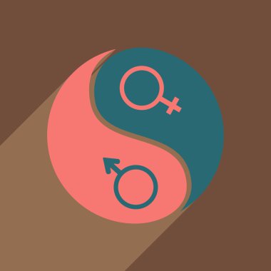 Düz gölge simgesi ve mobil uygulama eşitlik cinsiyetler ile