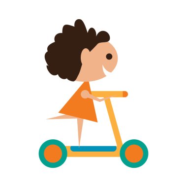 Düz gölge simgesi ve mobil uygulama kız scooter ile