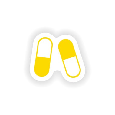 Kağıt hapları simgesi etiket gerçekçi tasarım