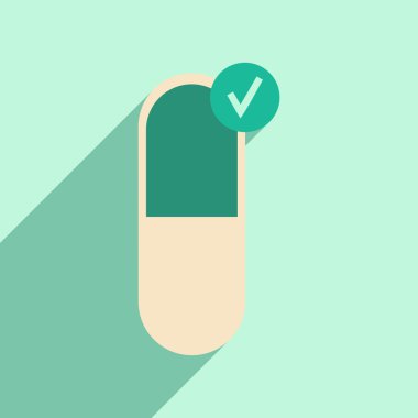 Düz gölge simgesi ve mobil uygulama İlaç sanayii ile