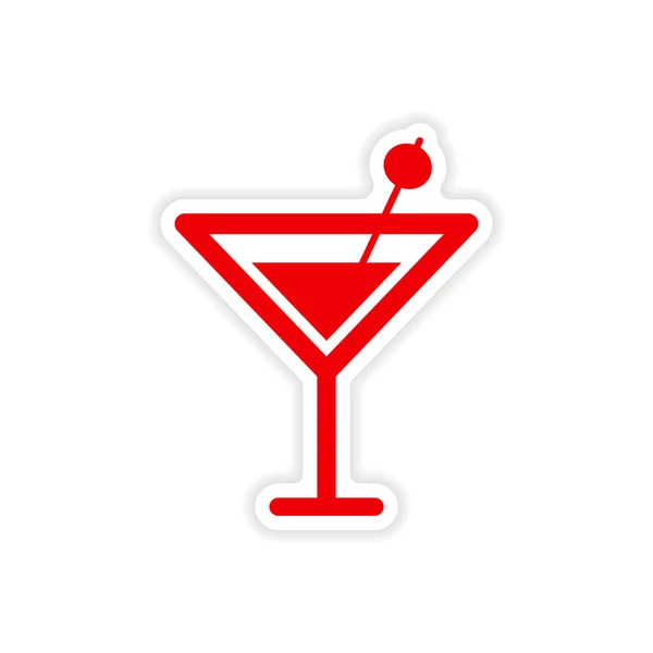 Icône autocollant design réaliste sur papier olives cocktail — Image vectorielle