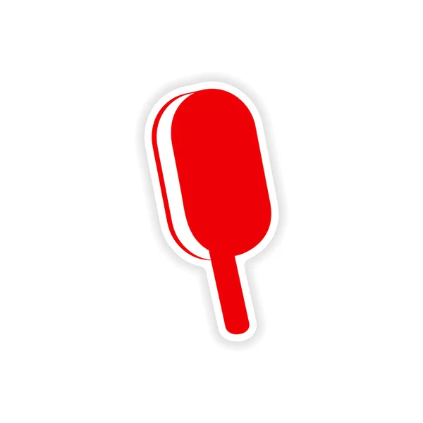 Icono pegatina diseño realista en la barra de helado de papel — Vector de stock