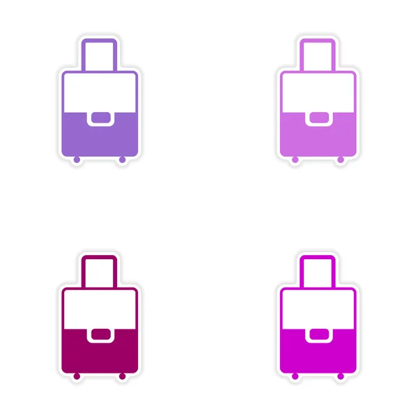 Församlingen realistiska klistermärke design på papper valise — Stock vektor