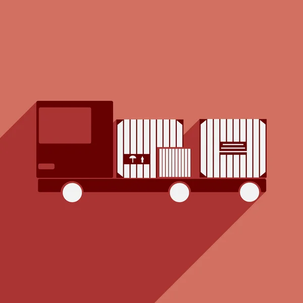 Appartamento con icona ombra e applicazione mobile logistica del carico auto — Vettoriale Stock
