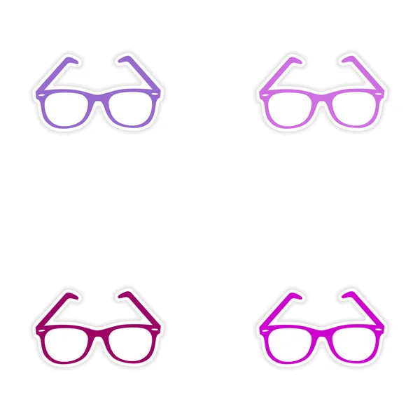 Montaggio disegno adesivo realistico su occhiali da sole di carta — Vettoriale Stock